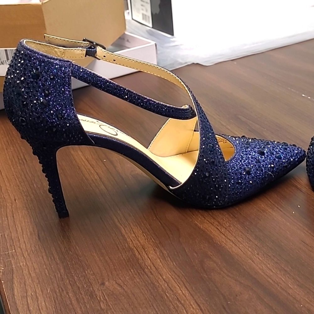 Jessica Simpson Navy Sparkle Heels - Picture 5 of 10